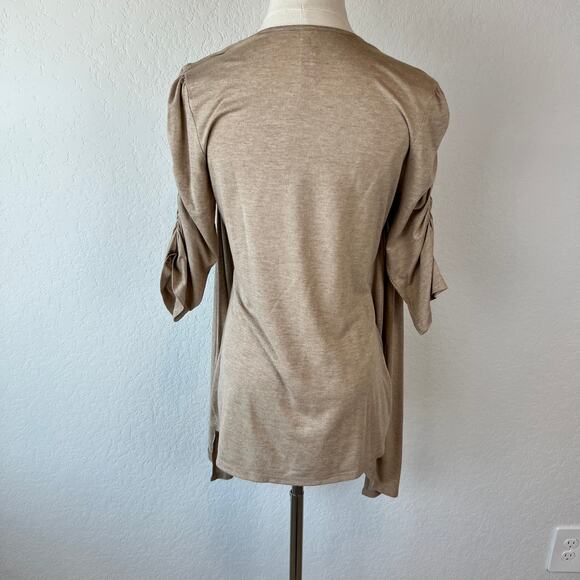 Vintage Y2K Butterfly Embroidered Top size Large Striped Tan Fairy 2000s Shrug - Picture 7 of 10